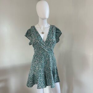 Floral Wrap Dress in Green
